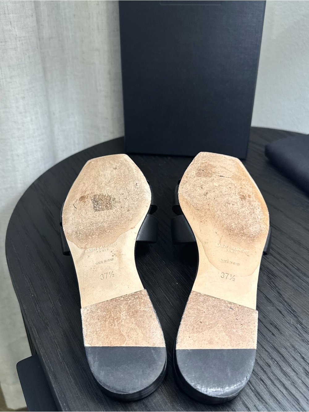 Saint Laurent YSL Tribute Nu Pieds Sandals Leather Black 37.5 - Picture 8 of 9